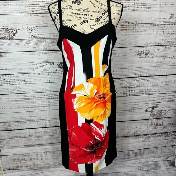 Joseph Ribkoff Dress floral fitted mid size 6 Dressy vintage sleeveless Dress - Picture 1 of 10